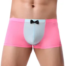 Мужское нижнее белье, боксеры, трусы с бантиком, шорты с выпуклым мешочком, Трусы из кусков, сексуальные боксеры, шорты, мужские боксеры, нижнее белье, боксеры Homme