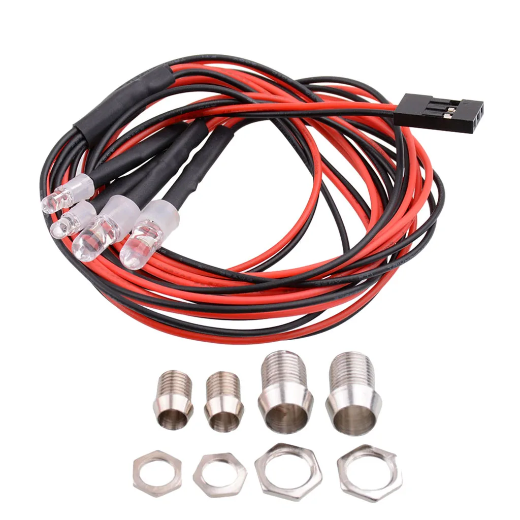 4pcs LED Light Headlight Kit for 1/5 1/8 1/10 1/12 1/16 RC Car Truck Model Red White