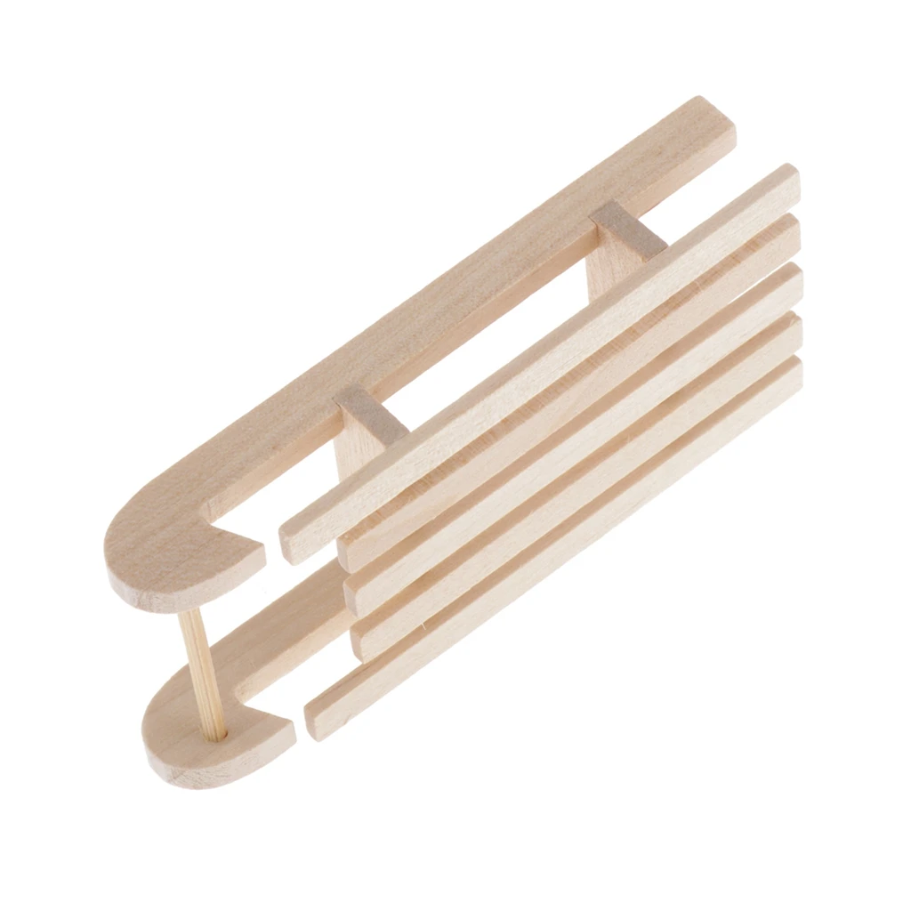 1/12 Christmas Wooden Sleigh for Doll House Rooms or Fairy Garden Decoration, Micro Landscape Ornaments