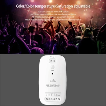

Wireless Bluetooth LED Strip Light Controller for RGBW/RGB+CCT Lamps Band Lights Smart Phone APP Control