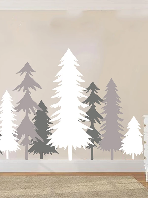 

Three Colors Pine Trees Forest Wall Sticker For Bedroom Kids Room Nursery Room Forest Plant Tree Wall Decal Vinyl DW10459