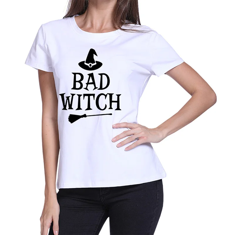 Лучшие футболки «Друзья» BAD WITCH GOOD WITCH, топ с буквенным принтом, футболка Femme, повседневные женские лучшие друзья, топы на Хэллоуин, футболки