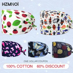Cute Cartoon Printed Cotton Unisex Nurse Cap Surgeon Surgery Cap Dentist Cap Kitchen Laboratory Work Cap Beauty Salon Scrub Cap