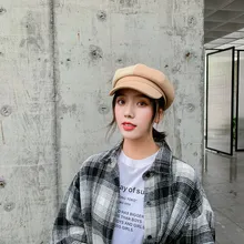 Newsboy шапки Зимний берет Женская теплая шапка козырек Повседневная Осенняя Классическая Англия французский стиль женские береты