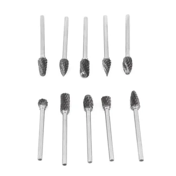 

10 Pieces Set Router Bit Mill Milling Cutter Rotary Cutters Multi Tools Tungsten Carbide Burrs Files