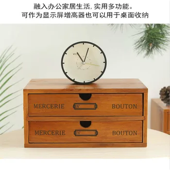

zakka vintage wooden storage box office desktop 4-floor drawer cabinet multi-function storage cabinet drawer storage cabinets