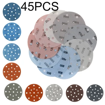 

45pcs 6 600-5000 Grits Wet & Dry Sanding Disc Sandpaper Abrasive Pads Backer
