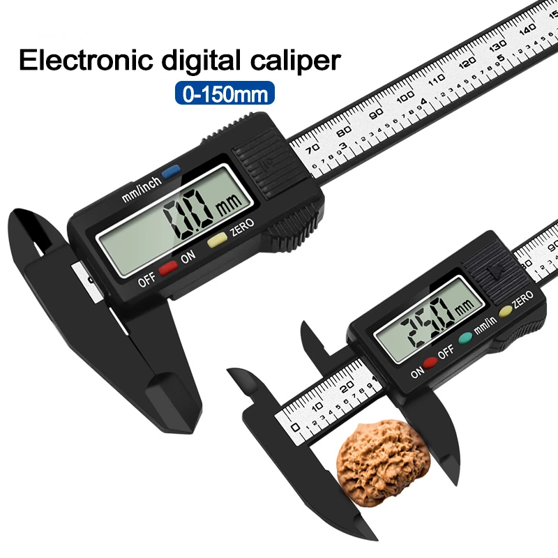 6" 0-150mm Carbon Fiber Electronic Digital Vernier Caliper Micrometer Guage LCD 