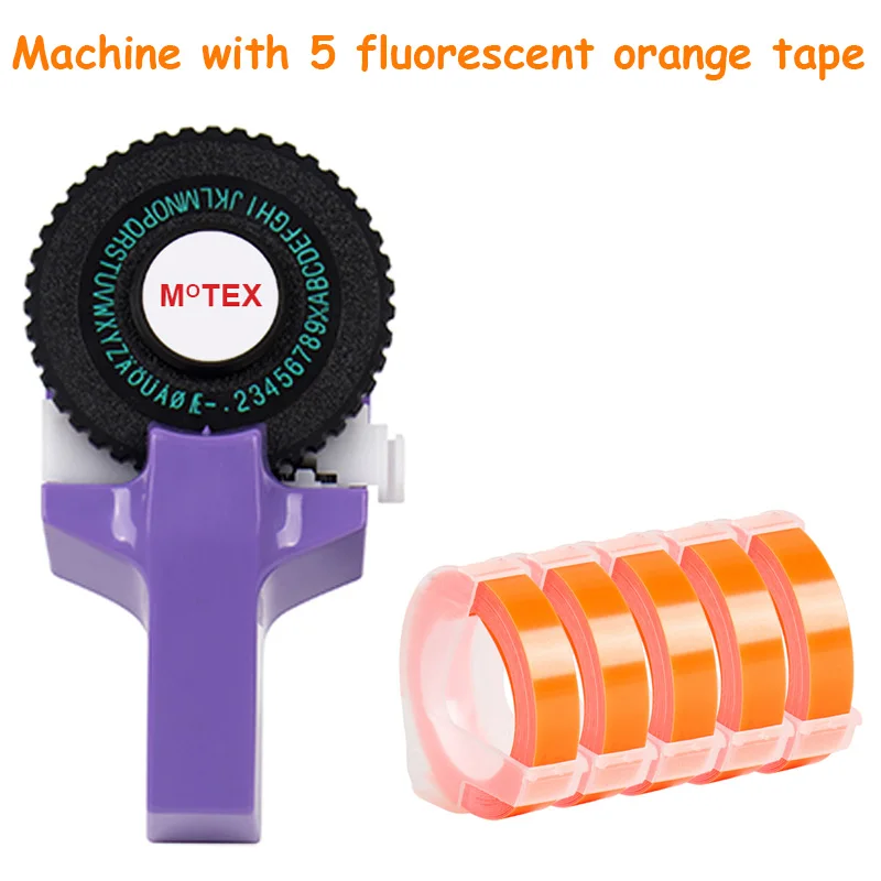 Фиолетовый цвет MoTex E101 принтер мини DIY Ручная Совместимость для dymo 3D тиснение ручная лента ручная машинка надпись машина - Цвет: machine with 5 tape