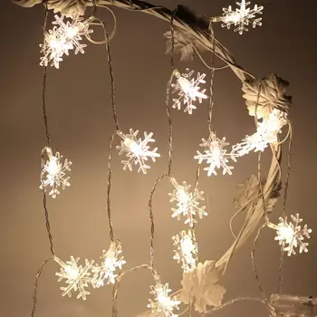 

3/6/10M Battery Powered Snowflake String Lights 20 LED String Fairy Lights Lanterns Xmas Party Decor For Corridor Patio Garden