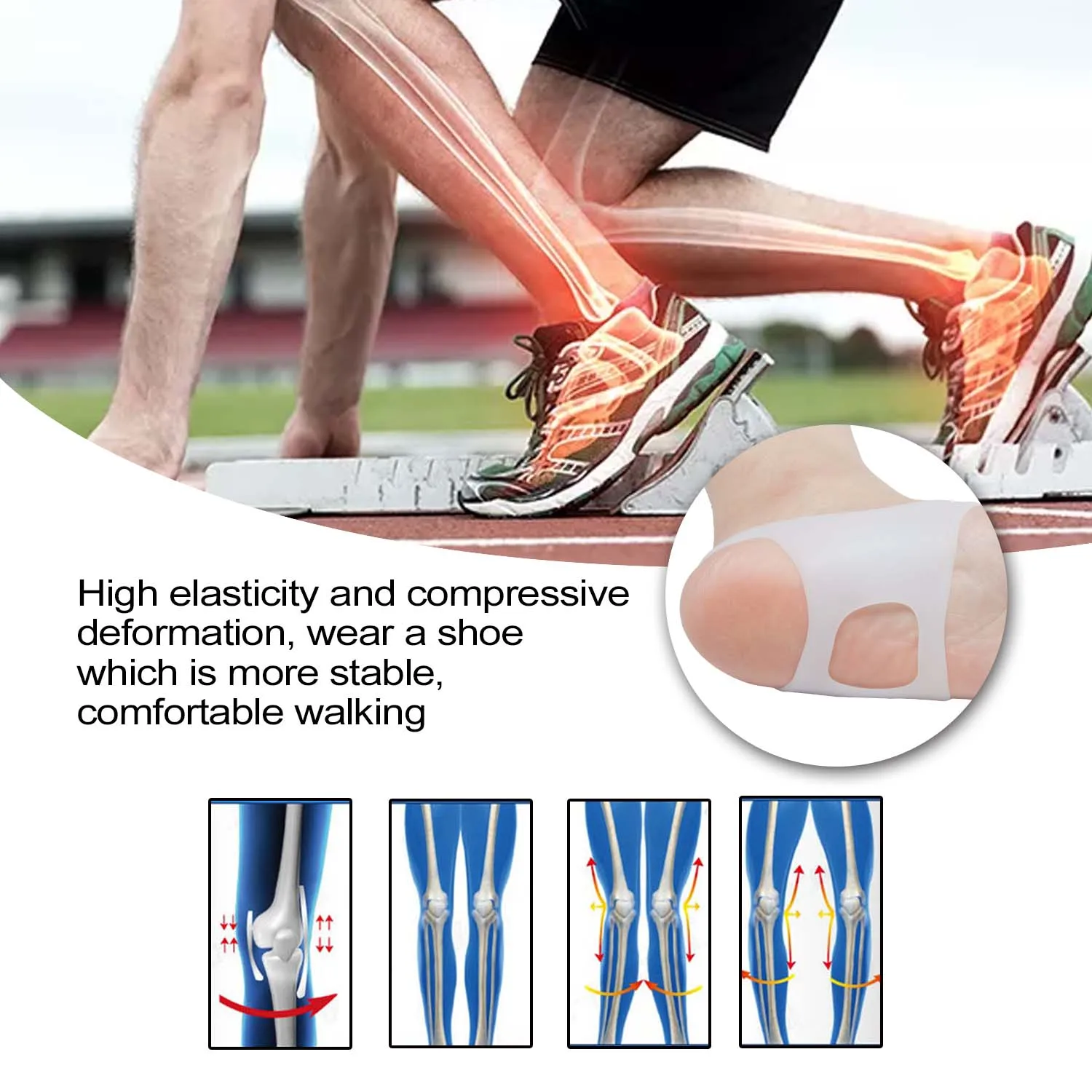 2pcs Sumifun O-type Foot Corrector Insoles Pads No Slip Shoes For Men And Women Silicone Orthopedic Insoles C1476