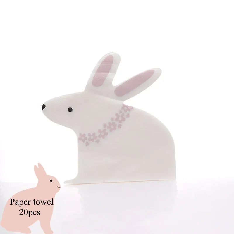 paper towel20pcs Новинка, вечерние одноразовые бумажные стаканчики с изображением кролика, Пасхальный кролик, десертные бумажные стаканчики, вечерние принадлежности для торта, посуда, украшения для детей - Цвет: paper towel20pcs