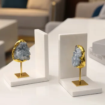 

Nordic Marble Bookend Desktop Crafts Decoration Simple Light Luxury Model Room Study Decoration Furnishing HomeCrystal Book Rest