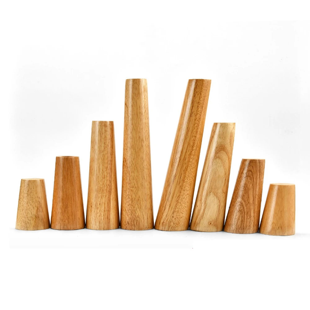 4Pcs Height10-30cm Solid Wood Furniture Legs, Inclined Cone Sofa Bed Cabinet Table and Chair Replacement Feet Sloping Feet