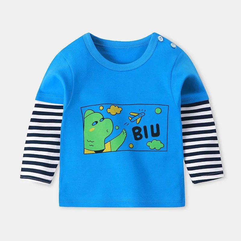 Kids Baby Girls Boys Long Sleeve Tops Cotton Round Neck Tee Shirt Toddler Spring And Autumn Clothes