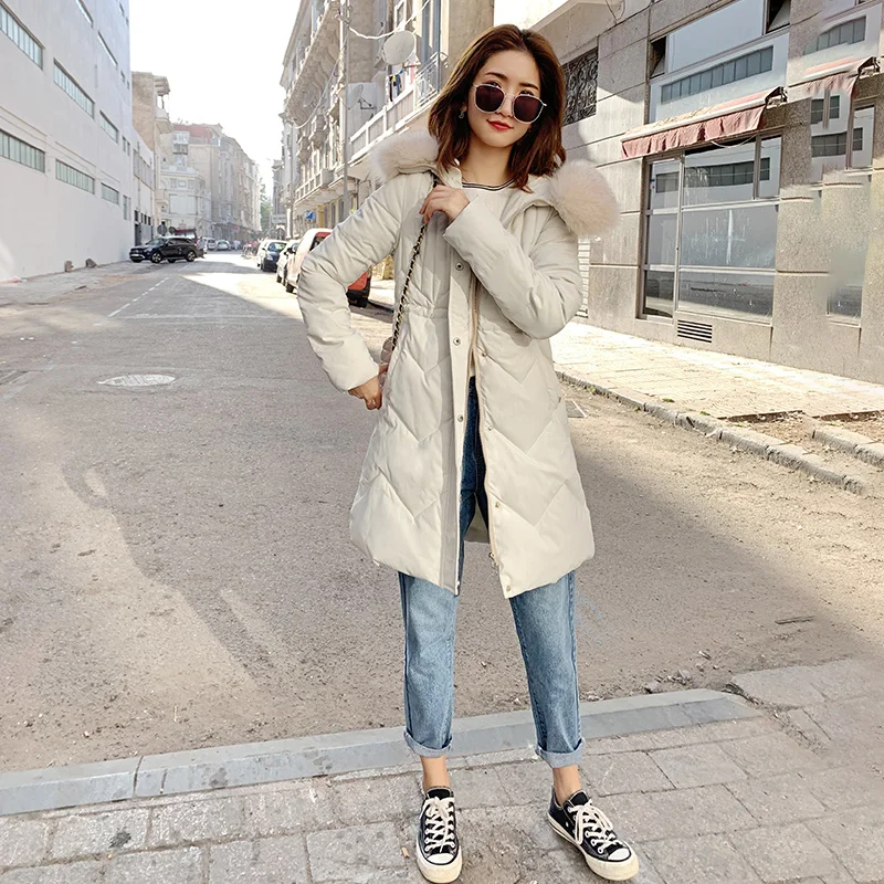 

2019 Down Overcoat Fashion Women Jacket Coat Fur Winter Long Parka Woman Quilted Coat Female Warm Outwear jacket
