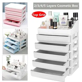 

women's Plastic Cosmetic Drawer Makeup Organizer Makeup Storage Box Container Nail Casket Holder Desktop Sundry Storage Case