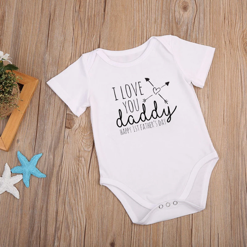 Подарок на день отцов Боди для малышей Комбинезон с надписью I Love You Daddy