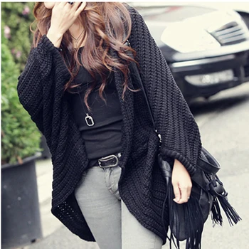 

New Arrive Women Cardigans Korean Style Bat Sleeve Irregular Ladies Loose Large Size Long Section Of Korean Shawl Sweater7567