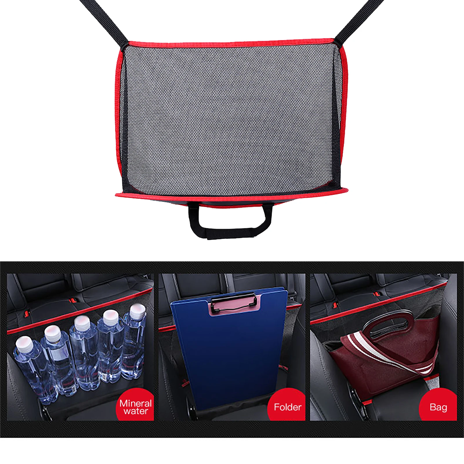 

Net Pocket Two Seats Universal Net Pocket Car Universal Net Bag Net Storage Red Automobile Universal Car Storage Bag