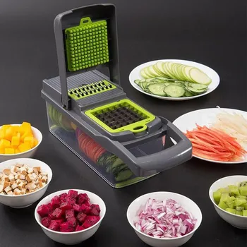 

Fruit Vegetable Chopper Slicer Grater Cutter Peeler Kitchen Multifunction Potato Peeler Carrot Food Chopper Dicer with 7 Blades