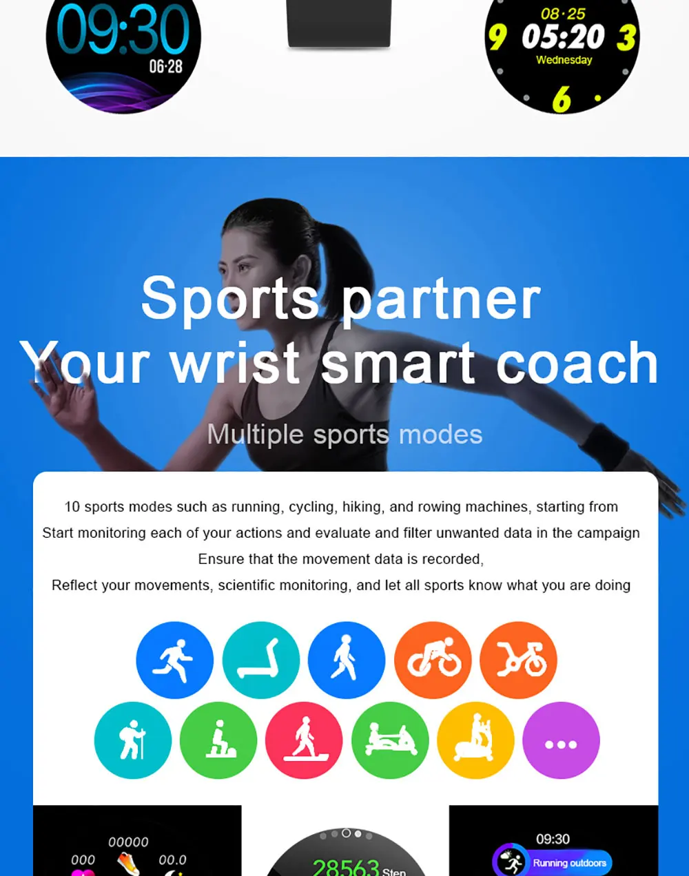 KSUN KSR911 спортивные Смарт-часы для мужчин и женщин IP68 Водонепроницаемые для телефона Android IOS фитнес-Браслет Модные умные часы подарок часы