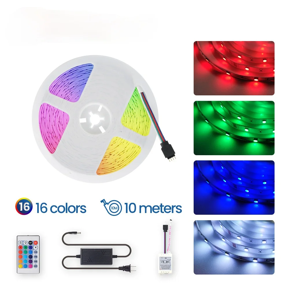 

10M LED light with TV background light with 5050RGB with remote control spot set with U.S. plug light belt