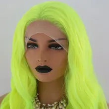 Bombshell 13*3 объемные волнистые неоновые желтые синтетические парики на кружеве для тащить королеву макияж высокая температура термостойкие Patry парики