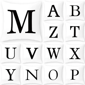 

Simple Black White English Letter Alphabet Cushion Cover Polyester Throw Pillowcase Sofa Home Decorative Pillow Covers 40872
