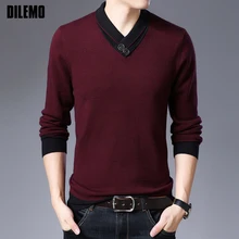 Новинка, модный брендовый свитер для мужчин, s пуловер, теплый облегающий джемпер, вязанный топ класса, осенняя повседневная мужская одежда в Корейском стиле