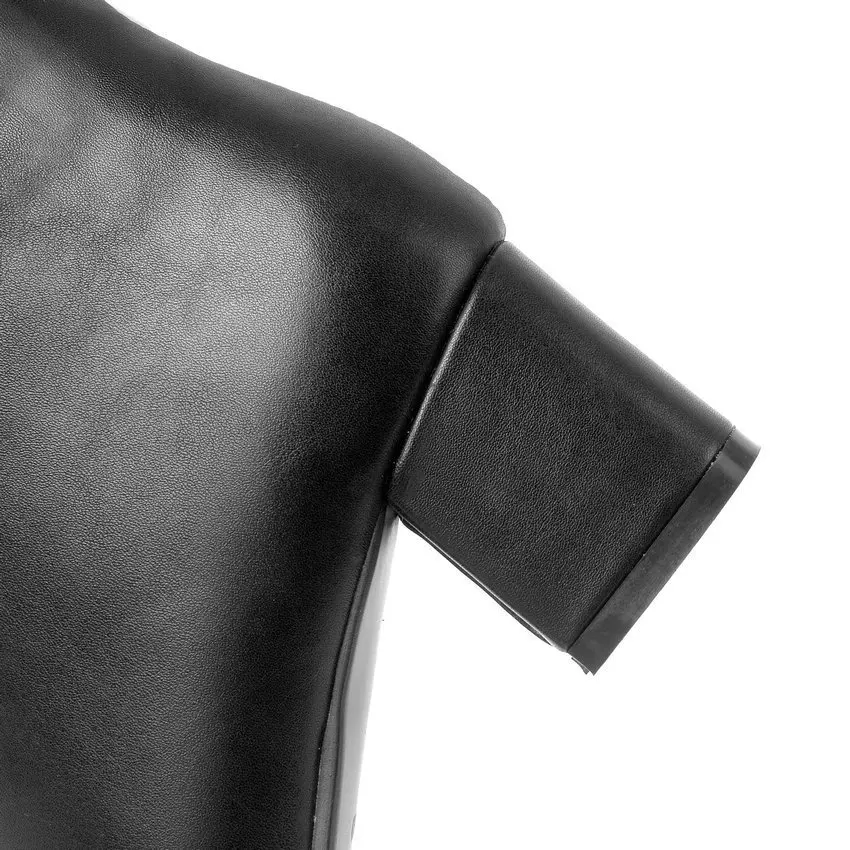 QUTAA/ г. Универсальные осенне-зимние женские ботинки из PU искусственной кожи Модные ботильоны на молнии с круглым носком на квадратном каблуке размеры 34-43
