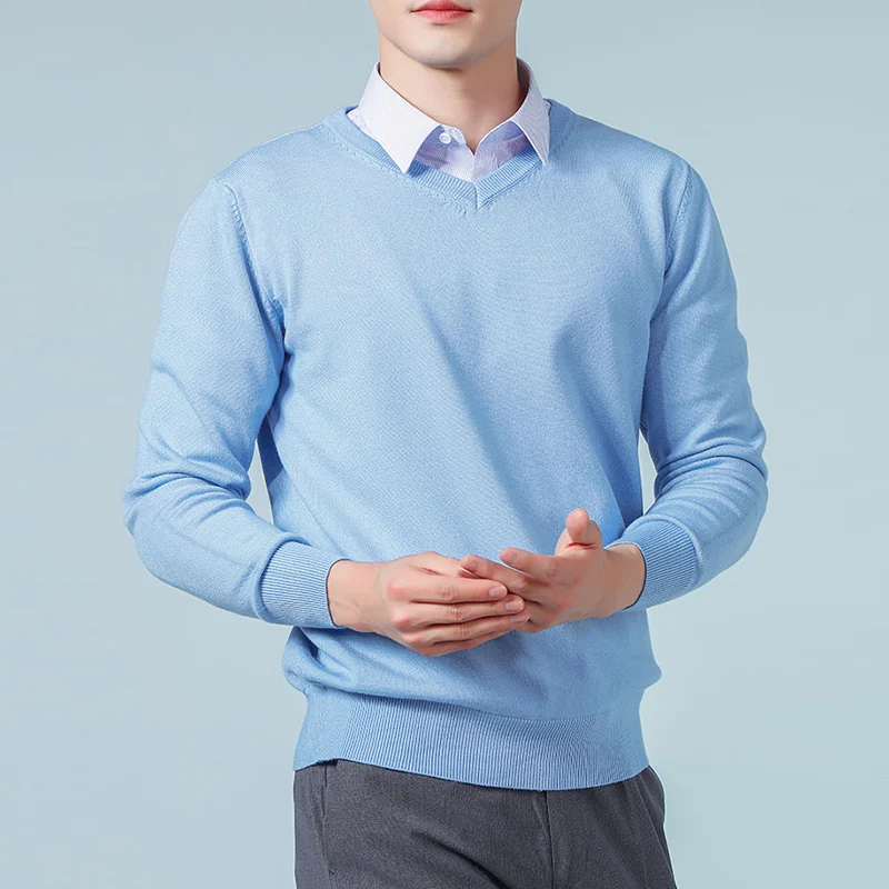 Turtleneck Sweater Basic Sweater Jacquard Sweater Men Vneck Long Sleeve Pullovers Solid Color Woolen Knitting Jumpers