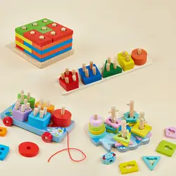 Детский строительный комплект для детей 1-2-3-4, Детские комплекты в форме колонны для мальчиков и девочек младшего возраста