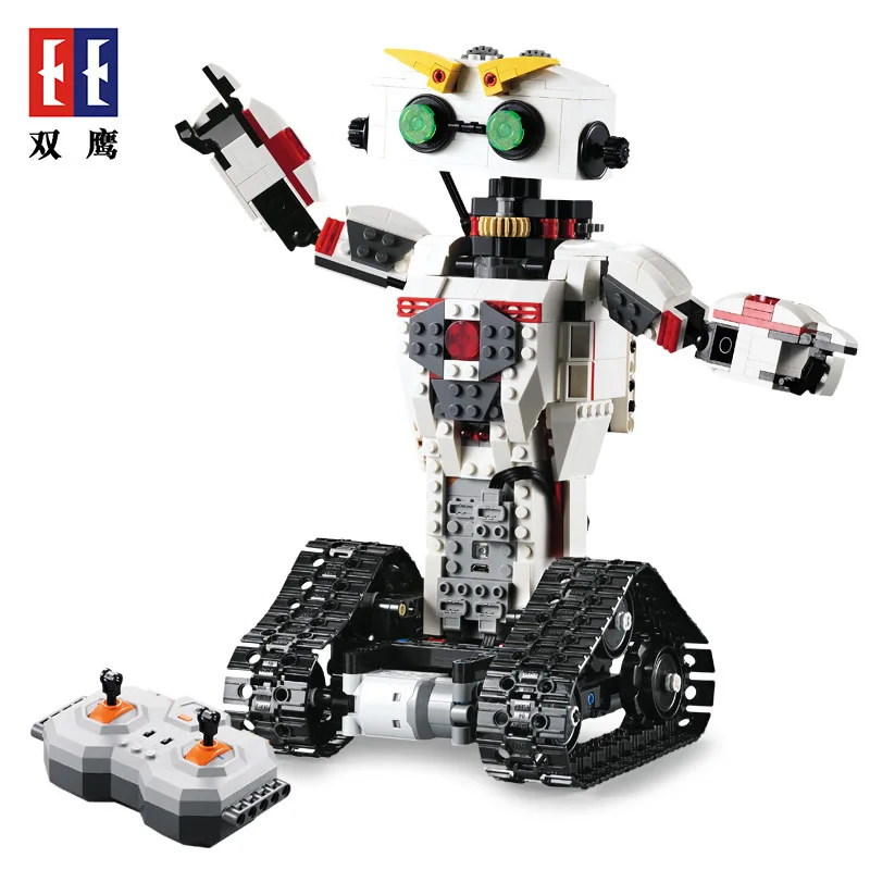 

Double e Click Granule Building Blocks Remote Control Car Assembled 2-in-1 Transformation Kaka Robot Models Boy C51027