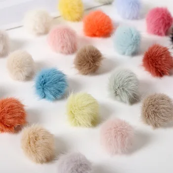 

25mm Faux Rabbit Fur Pompom 2.5cm DIY Craft Pompon Supplies Fluffy Pompones In Key Chains As Jewelry DIY Earring Pom Pom 10pcs