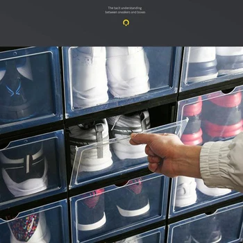 

Plastic PP Stackable Shoe Storage Box Clear Portable Home Organizer Case TUE88