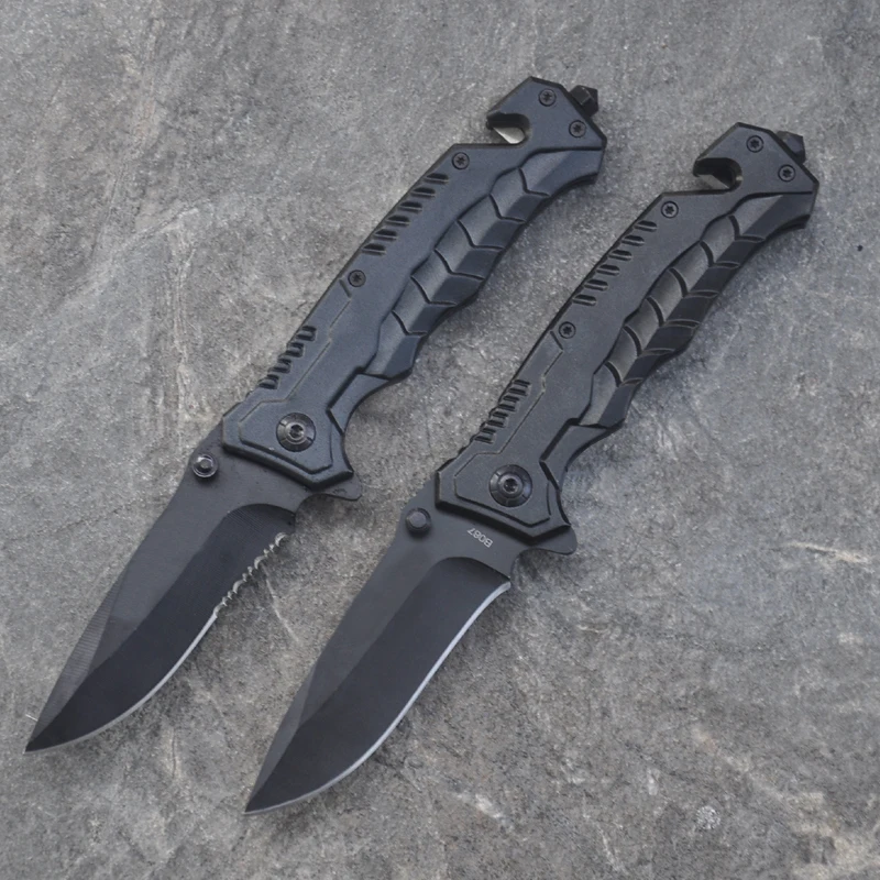 8.2'' Knives Black Blade Folding Pocket Knife Tactical Survival Knives Camping Knives camping Rescue Tools& Nylon Sheath