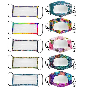 

In stock10PCs Unisex Protect Transparent washable Breathable Face Mask With Clear Window visiable expression Mask mascarillasD