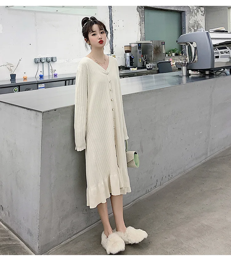 2020 Fashion Maternity Dress Loose spring autumn winter Skirt Pregnancy Clothes For Knit Pregnant Women Sweater (25)