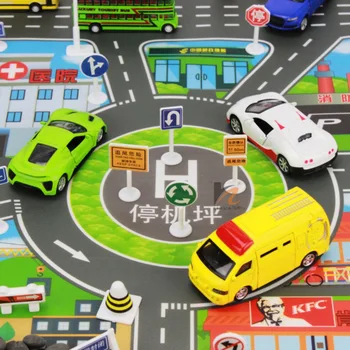 

Kids Toys City Parking Lot Roadmap Map DIY Pullback Car Model Toys Climbing Mats Children Gifts