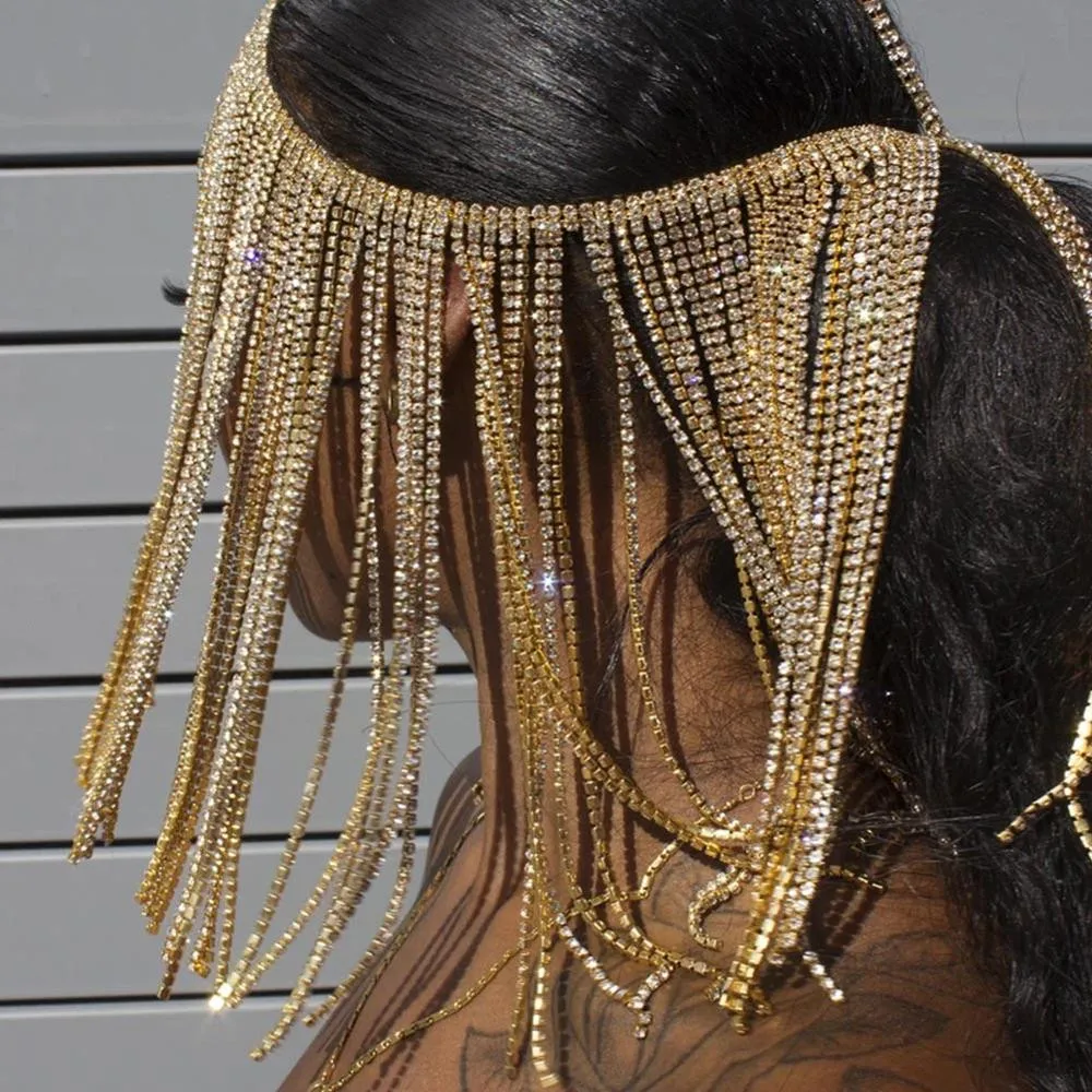 Oro Cadena para la cabeza con borla de varias capas de Simsly para mujeres y niñas. 