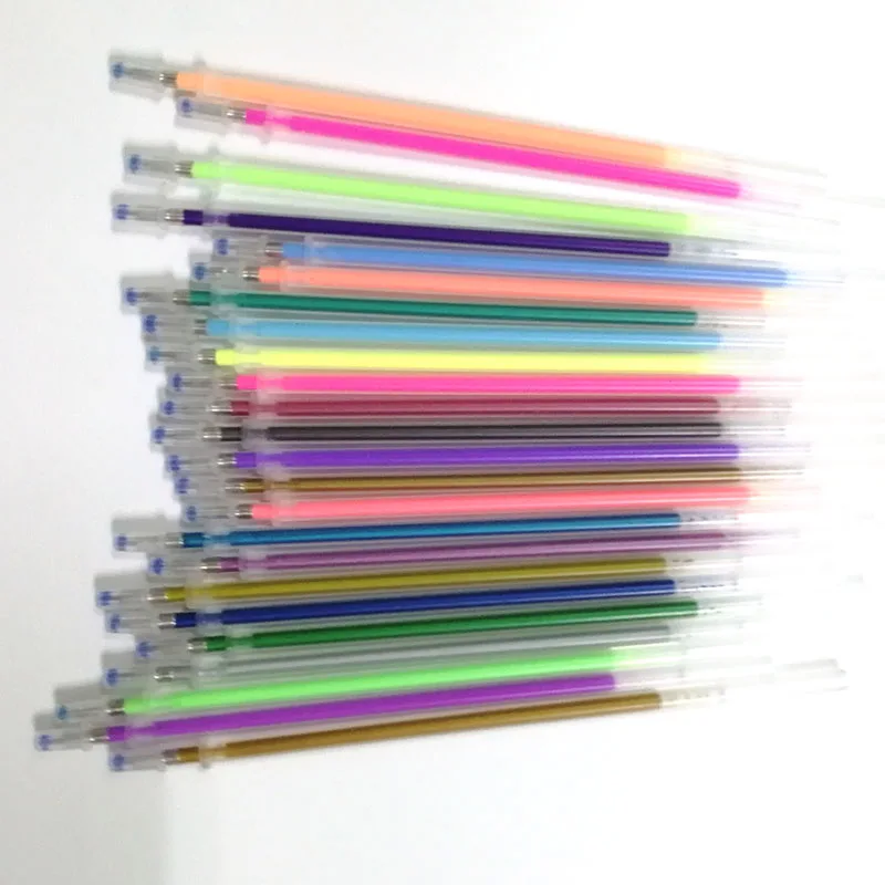 12/24 Colors Pen Refills Glitter Highlighter Gel Pen Core for Drawing Painting Marker Stationery School Office Supplies
