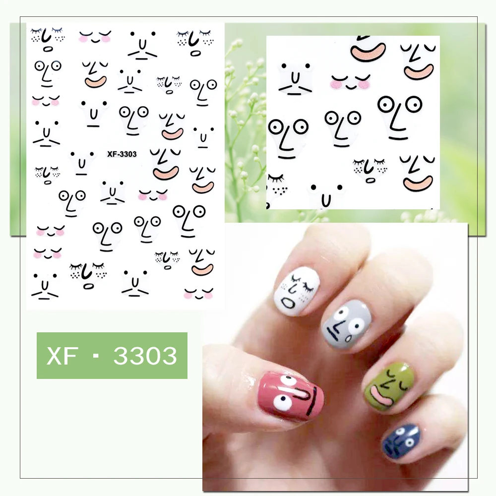 2022 Korea Abstraction Nail Art Decorations Stickers Back Glue DIY Decals Manicure Nails Sticker Design Cartoon Abstract | Красота и