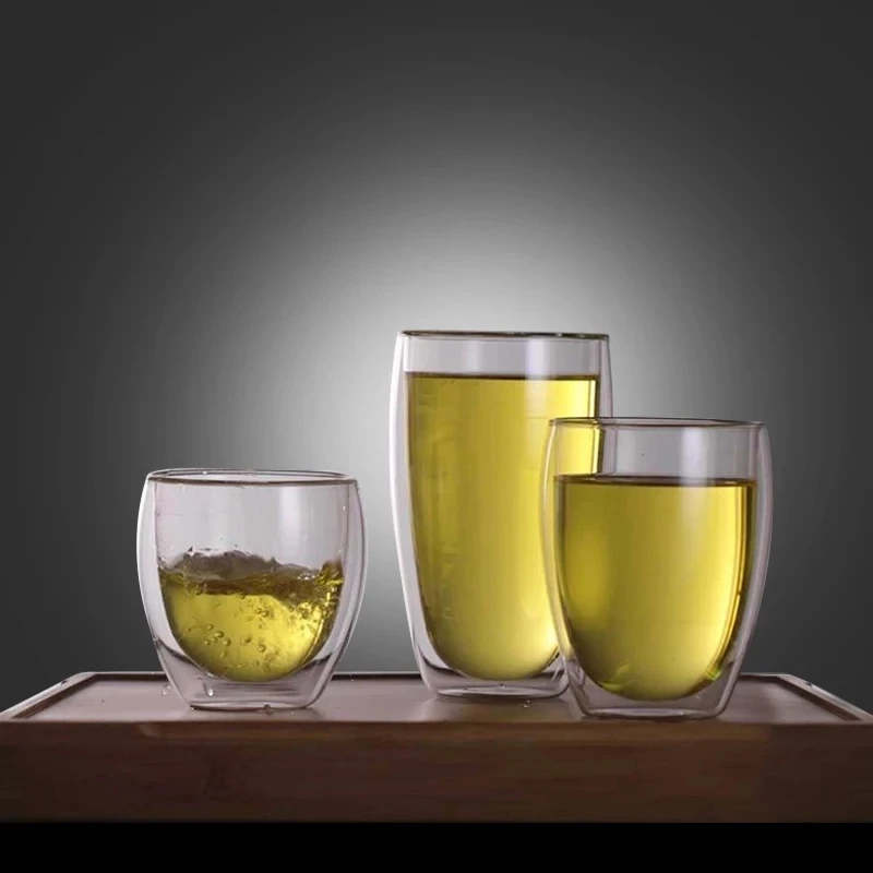 

Double Wall Glass Cup Crystal Clear Coffee Tea Cold Drinks Cup Beer Steins Cola Fruit Juice Whiskey Drinkware