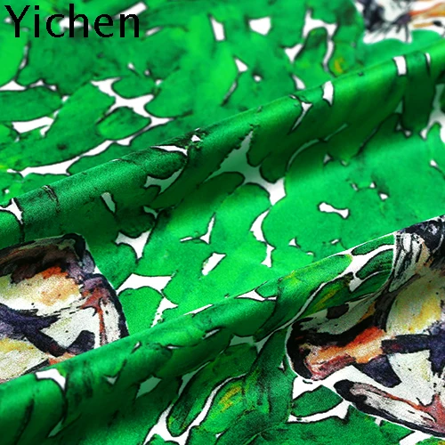 

New 2020 Real Silk Fabric Elastic Satin Cloth Peter Rabbit Unique Green Animal
