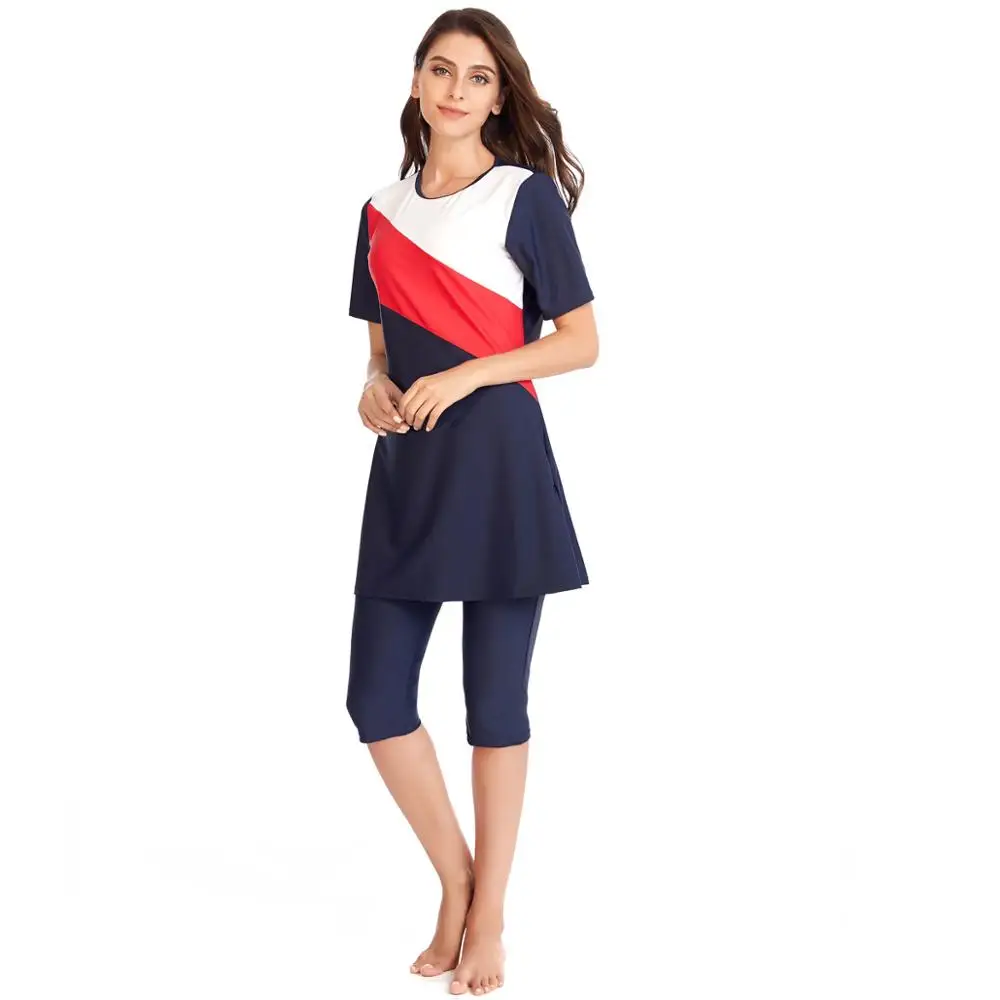 Plus Size Women Modest Hijab Muslim Swimsuit Islamic swim wear Burkinis Sport Swimwear Ladies Short sleeve With Swim Hat women swimwear muslim swimwear