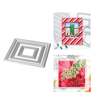

2020 New Layering Metal Cutting Dies and Scrapbooking For Paper Making Lace Floral Square Border Lace Embossing Card Frame Craft