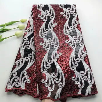 

African Sequins Lace Fabrics 2020 High Quality French Lace Fabric Nigerian Tulle Lace Fabrics For Wedding Dress