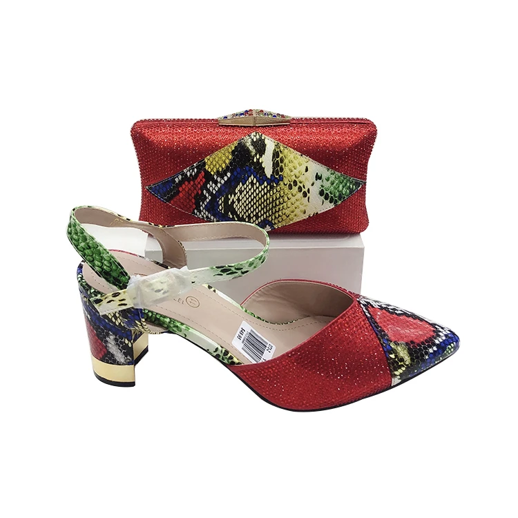 snake print heels and bag