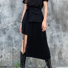 Модная Однотонная юбка со сшивным карманом в складку, Женская Повседневная универсальная простая модная Осенняя Новинка TV355